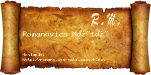Romanovics Máté névjegykártya