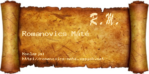 Romanovics Máté névjegykártya