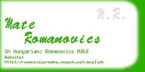 mate romanovics business card